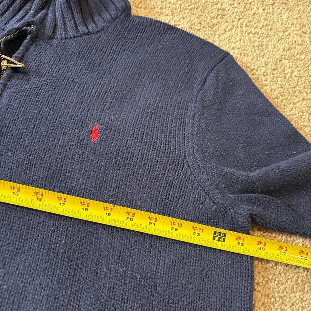 Vintage navy blue polo ralph lauren quarter zip cotton sweater